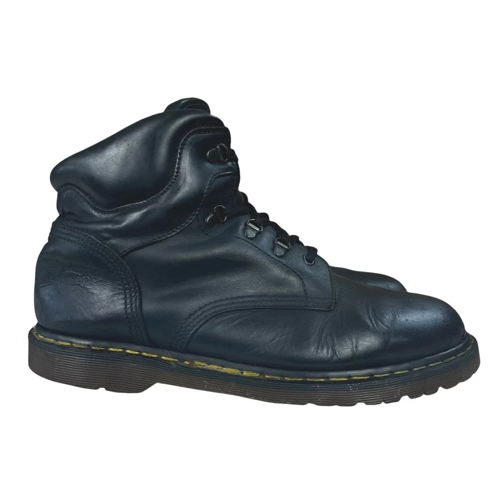 Vintage Dr Martens Black Leather Boots Mens 12 Combat Moto‎ Biker Workwear Boho